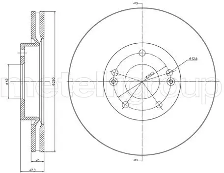 METELLI Bremsscheibe 230927c belüftet 280mm 26mm für KIA HYUNDAI