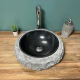 Rundes Aufsatzwaschbecken pita – 40 cm schwarzer Basalt