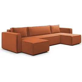 petits-meubles U-sofa 5-sitzig umbaubar Truhe Ezekiel Cord Terracotta