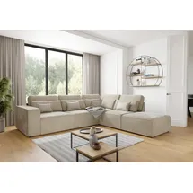 s-style möbel ECKSOFA modularer Leox Beige Samt-Stoff
