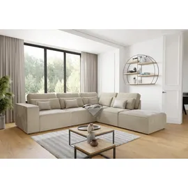 s-style möbel ECKSOFA modularer Leox Beige Samt-Stoff