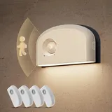 LOHAS-LED Nachtlicht mit Bewegungsmelder, 4 Stück Bewegungslicht innen mit Batterie, 3000K Magnetsaugende Nachtlicht, Auto/EIN/AUS Sensor, Für Flur, Bad, Schlafzimmer, Orientierungslicht