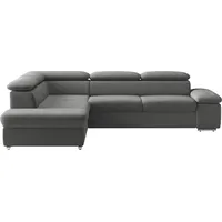 Ecksofa SIT & MORE "Valantine L-Form, B: 272 cm", grau (dunkelgrau), B:272cm H:73cm T:226cm, 100% Polyester;Luxus-Kunstleder/Struktur (88% Polyester, 12% Polyamid), Sofas, Ecksofa, mit Arm- & Kopfteilverstellung, optional mit Bettfunktion