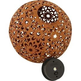 KYNAST GARDEN Kugelleuchte Metall Ø 20 cm inkl. Akku warmweiß rostoptik