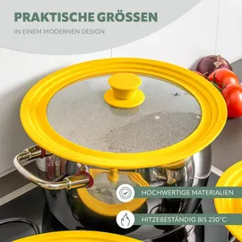 bremermann bremermann® Universal-Glasdeckel mit Silikonrand, 24/26/28 cm, mittel (Gelb)