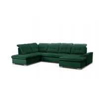 DOMO-HOME Ecksofa mit Schlaffunktion NICOLE – Modernes Ecksofa 345x230cm | Regulierbaren Kopfstützen | Boxspring-Funktion und Stauraum | Ideal f... - Grün