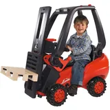 BIG - Linde Forklift - Kindergabelstapler, Spielfahrzeug mit Präzisionskettenantrieb, verstellbarer Sitz, bis 50 kg, Linde Lizenz, für Kinder ab 3 Jahren, Multicoloured Red/Black