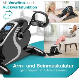 eloneo Bewegungstrainer Arm- und Beintrainer 2in1 mit Motor, Pedaltrainer mit Trainingsdisplay, Massage-Handgriffe Mini-Heimtrainer