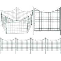 Cecaylie Gartenzaun 5x Teichzaun Komplettset Metall Gartenzäune konkave Zäune 6 feste Geländer - Zaun für den Garten, Unterbogen Gitterzaun Set Länge 7,5 m Metallzaun Grün