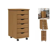 vidaXL Rollschrank mit Schubladen MOSS Honigbraun Massivholz Kiefer