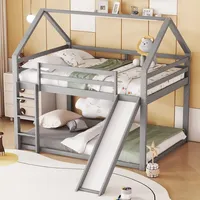 140x200cm Hausbett mit Rutsche & Treppe – Weißes Etagenbett aus Kiefernholz für Kinder, Hochbett, sicher & kreativ für Kinderzimmer - Schwarz