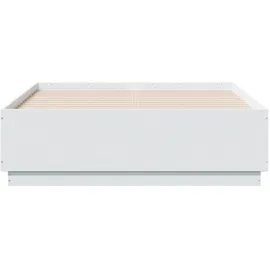 vidaXL Bettgestell mit LED Weiß 135x190 cm Holzwerkstoff