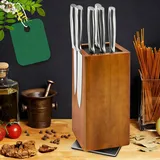 Magnetischer Messerblock ohne Messer, 360° drehbar Magnet Messerhalter aus Akazienholz, Hochwertiger Messerblöcke Küchenmesser Organizer mit Borsteneinsatz, Knife holder für Messer, 11x11x24.6cm