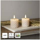 STAR TRADING LED Kerzen mit Timerfunktion | Stumpenkerzen Beige | LED Kerze mit Timer | Stumpenkerzen Set 4er | LED Stumpenkerzen mit Timer | Gedrehte Kerzen | Deko Kerzen Beige | LED Kerze flackernde Flamme Swirl (1-tlg) braun