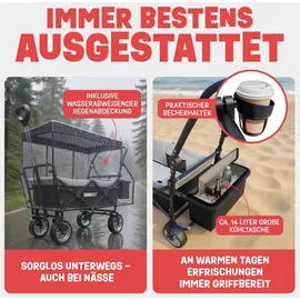 onbest Bollerwagen faltbar mit Dach schwarz/Kühltasche