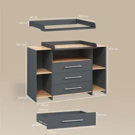 livinity® Wickelkommode Torino Anthrazit/Goldkraft Eiche