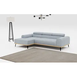 Ecksofa PLACES OF STYLE "Carlo L-Form", grau (smoke), B:244cm T:157cm, Sofas, Kopfteilverstellung