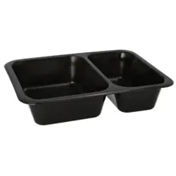 Menüschalen Mehrweg, Kunststoff, schwarz, Wiederverwendbare Menübox aus Polypropylen, bruch- und schnittfest, 1 Packung = 20 Stück, 2-geteilt
