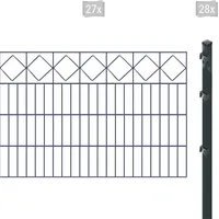 Arvotec Doppelstabmattenzaun »ESSENTIAL 80 zum Einbetonieren "Karo" mit Zierleiste«, Zaunhöhe 80 cm, Zaunlänge 2 - 60 m 26718801-0 anthrazit H/L: 80 cm x 54 m