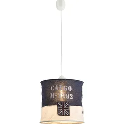 Pendelleuchte Hängelampe Textil Lampenschirm Leuchte Innen Beleuchtung, blau, weiß, 1x LED, 9,5 Watt, 810 lm (Lumen), H 26 cm