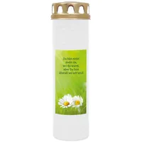 HS Candle Grabkerze mit Motiv 100h Brenndauer (1-tlg), Ø7xH25 cm, Grabkerze mit Motiv im 1er, 3er, 6er, 9er Pack weiß