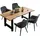 SalesFever Essgruppe "Esszimmerausstattung aus Holz und Metall", grau (natur, grau, schwarz, grau, schwarz), Samt, 180,90, Massivholz, Metall, Polyester, Sitzmöbel-Sets, Essgruppe