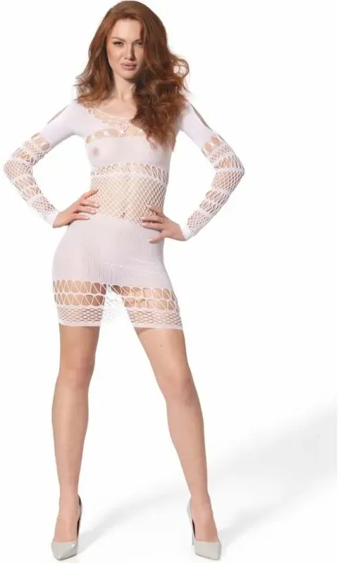 PASSION  BS105 Bodystocking Weiß One Size