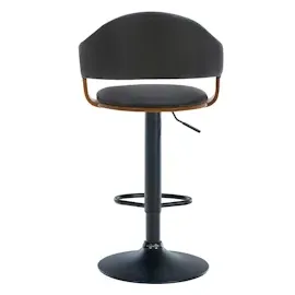 CLP 2er Set Barhocker Nilse Kunstleder I Barstuhl Mit Holzsitzschale I Höhenverstellbares Metallgestell Mit Fußstütze