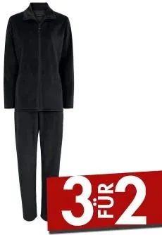 Decoy Velour Homewear Set Schwarz 3XL Damen