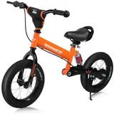 Rennmeister Laufrad Orange, ab 3 Jahren Lauflernrad Balance Bike Höhenverstellbar Bremse 12 Zoll orange