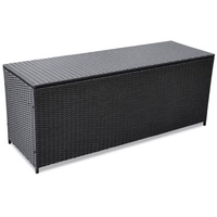 DOTMALL Gartenbox Auflagenbox aus Polyrattan und Stahlgestell,150 x 50 x 60 cm schwarz