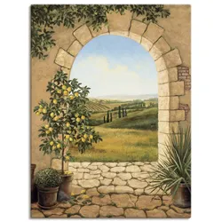 Wandbild ARTLAND "Zitronenbaum vorm Torbogen", beige (farbe bild(er): naturfarben), B:30cm H:40cm, Bilder, als Alubild, Outdoorbild, Leinwandbild, Poster, Wandaufkleber
