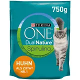 PURINA ONE DUAL Nature für ausgewachsene Katzen Huhn mit Spirulina Katzentrockenfutter Beutel, 750 g