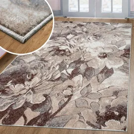 OTTO home Teppich OTTO HOME "Almrose" Gr. 1, beige (sand), B:60cm H:9mm L:90cm, Kunstfaser, Teppiche, Teppich, mit besonders weichem Flor, Blumen Muster, florales Design, Kurzflor