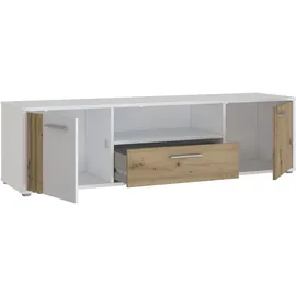 Forte Cardigan TV-Schrank TV-Board, 2 farbig, Stauraum Kabelführung weiß