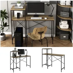 Vicco Arbeitstisch Fyrk 120 x 75 cm, Eiche Schwarz, Schreibtisch, Arbeitsplatz, Industrial