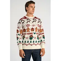 Lindbergh Weihnachtspullover mit Intarsien Muster Weiß M