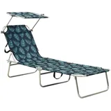 Gartenliege Strandliege Klappbare Sonnenliege Campingliege Dach Stahl Blattmuste
