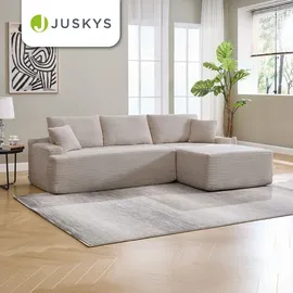 Juskys Eckcouch Cord 3-Sitzer Taupe