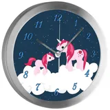 CreaDesign Funkwanduhr Funkuhr, Kinder Wanduhr, Kinderuhr, Kinderzimmer Einhorn (geräuscharmes Uhrwerk) bunt