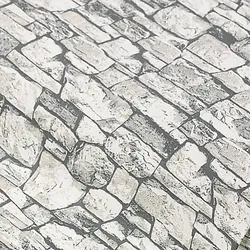 Baumwollstoff Steinmauer "Lena", grau