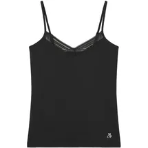 Marc O'Polo Spaghettitop MARC O'POLO "Essentials", Damen, Gr. XL, schwarz, Single Jersey, Obermaterial: 79% Polyamid, 21% Elasthan, unifarben, figurbetont hüftlang, V-Ausschnitt, Tops, mit Spitze am Ausschnitt