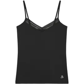 Marc O'Polo Spaghettitop MARC O'POLO "Essentials", Damen, Gr. XL, schwarz, Single Jersey, Obermaterial: 79% Polyamid, 21% Elasthan, unifarben, figurbetont hüftlang, V-Ausschnitt, Tops, mit Spitze am Ausschnitt