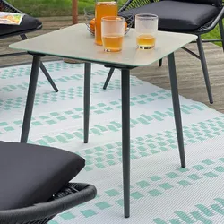 Oviala Business Kleiner Gartencouchtisch aus grauem Stahl