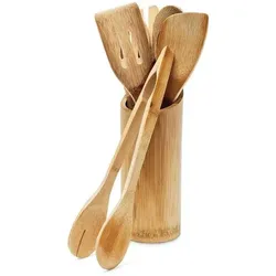 relaxdays 7-teiliges Küchenhelfer Set - Bambus braun