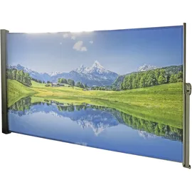 Garden Pleasure Seitenmarkise Motiv Bergsee 160 x 300 cm Silbergrau Aluminium