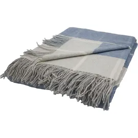 fair de luxe Woll-Kaschmir-Decke Plaid 150 x 200 cm Blau/Beige