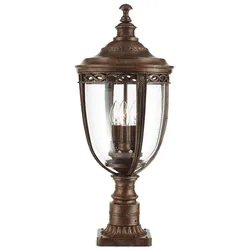 Außenleuchte Standlaterne Sockelleuchte Bronze Pressglas Gartenlampe 3 Flammig