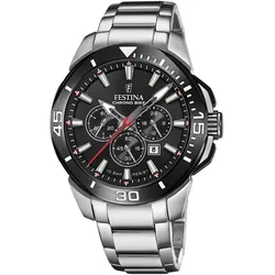 Chronograph FESTINA "Chrono Bike", silber (silberfarben), Armbanduhren, Herren, Armbanduhr, Quarzuhr, Herrenuhr, Stoppfunktion, bis 10 bar wasserdicht