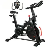 kowdom Heimtrainer Heimtrainer Indoor Bike, 0-100% Widerstand, APP, Bluetooth (Heimtrainer, Einzelgerät mit Montagematerial), Heimtrainer, Smart APP, 0-100% Widerstand, 6 kg Schwungmasse, 120 kg schwarz